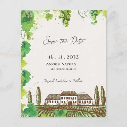ロマンチックなグレープビーズヤードの結婚式の日付を保存 (正面)
