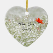 ロマンチックなケシの花赤く白い草原の自然 セラミックオーナメント (正面)