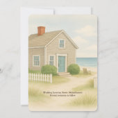 ロマンチックなケープコッド ソフトブルー コースト デスティネーション 招待状 (裏面)
