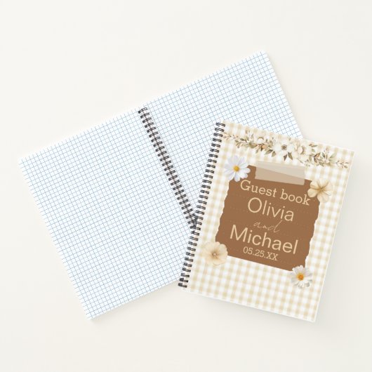 ロマンチックなゲストブックと繊細なスタンプ&バラDec ノートブック (内部)