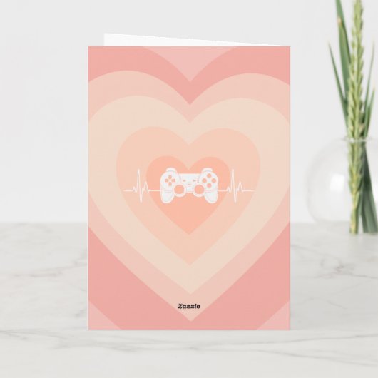 ロマンチックなゲーマーピーチレイヤハートかわいいジョイスティック カード (裏面)