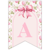 ロマンチックなコケットバラとピンクボウズ誕生日 バンティングフラッグ (第3の旗)