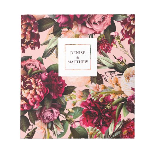 ロマンチックなコスモス ピンクの紙 ノートパッド (正面)