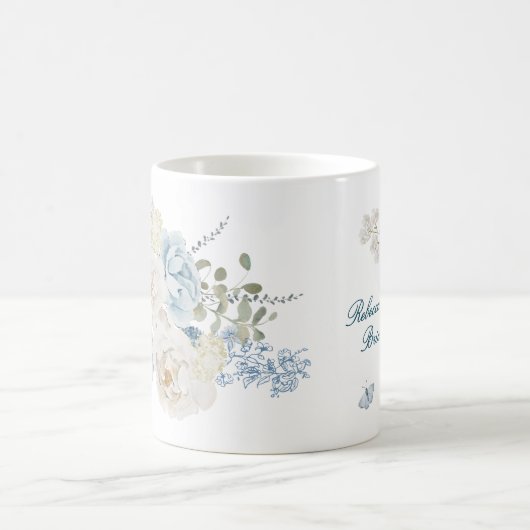 ロマンチックなコッツウォーズ冬の花模様花嫁メイド コーヒーマグカップ (中央)