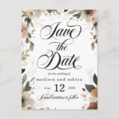 ロマンチックなコテージコアフローラ結婚式日付を保存 案内ポストカード (正面)