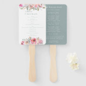 ロマンチックなコテージフラワーズ赤面ブルーセージ番組 ハンドファン (正面&裏面)