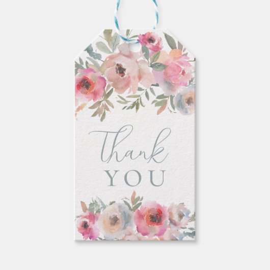 ロマンチックなコテージフラワーズ赤面ブルーセージ ギフトタグ (正面)