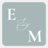 ロマンチックなコテージフラワーズ赤面ブルーセージ スクエアシール (正面)