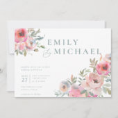 ロマンチックなコテージ花赤面ブルーセージの発明 招待状 (正面)