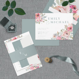 ロマンチックなコテージ花赤面ブルーセージの発明 招待状