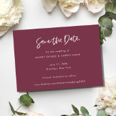 ロマンチックなコンテンポラリーブルゴーニュ結婚フォト セーブザデート