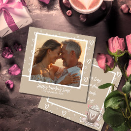 ロマンチックなコーヒーと白いハートと写真/メッセージ シーズンカード