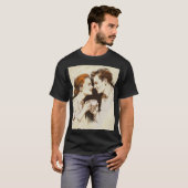 ロマンチックなコーヒーデートのカップルが甘い視線を共有 Tシャツ (正面フル)