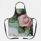 ロマンチックなコーラルピンクのバラの花のブライズシャワー エプロン (正面)