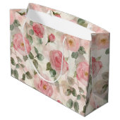 ロマンチックなコーラルピンクのバラの花束 ウェディング ラージペーパーバッグ (裏面アングル)