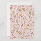 ロマンチックなコーラルピンクのボヘミアンワイルドフラワーウェディング 招待状 (裏面)