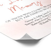 ロマンチックなコーラルピンクの花のメモリーサイン ポスター (角)