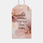 ロマンチックなコーラルピンクゴールドフラワーブライダルシャワー ギフトタグ (正面)