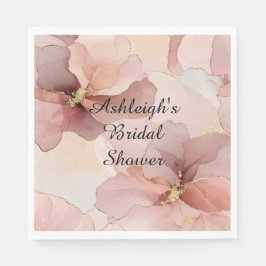 ロマンチックなコーラルピンクゴールドフラワーブライダルシャワー スタンダードランチョンナプキン