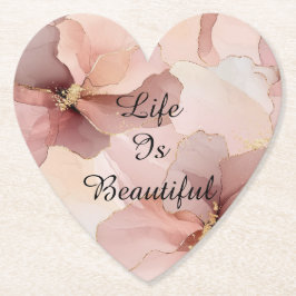 ロマンチックなコーラルピンクゴールドフラワーブライダルシャワー ペーパーコースター