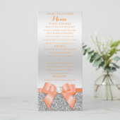 ロマンチックなコーラルボウ&シルバーグリッター結婚ズメニュー メニュー (スタンド正面)