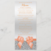 ロマンチックなコーラルボウ&シルバーグリッター結婚ズメニュー メニュー (正面)