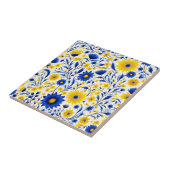 ロマンチックなコーンフラワーブルーとイエローフローラ タイル (側面)