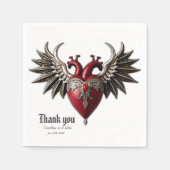 ロマンチックなゴシックのアイコン:ハート、バラ、スカル。 スタンダードカクテルナプキン (正面)