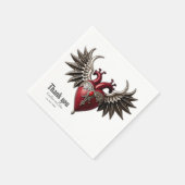 ロマンチックなゴシックのアイコン:ハート、バラ、スカル。 スタンダードカクテルナプキン (角)