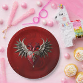 ロマンチックなゴシックのアイコン:ハート、バラ、スカル。 ペーパープレート (パーティー)