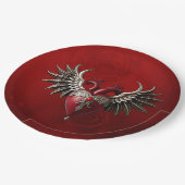 ロマンチックなゴシックのアイコン:ハート、バラ、スカル。 ペーパープレート (アングル)