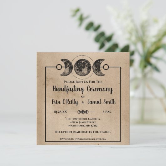 ロマンチックなゴシックの手作り結婚のウィッカ異教のー 招待状 (スタンド正面)