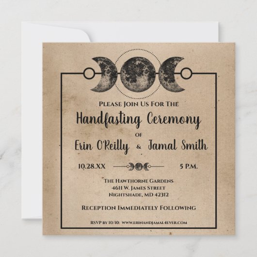 ロマンチックなゴシックの手作り結婚のウィッカ異教のー 招待状 (正面)