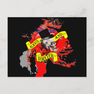 ロマンチックなゴシックスカルバレンタインハート シーズンポストカード