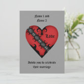 ロマンチックなゴシック中世赤いハート結婚ズ 招待状 (スタンド正面)