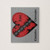 ロマンチックなゴシック中世赤いハート パーソナライズされた ジグソーパズル (縦)