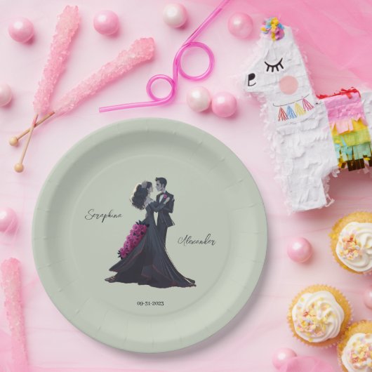 ロマンチックなゴシック愛好家エレガントな結婚式 ペーパープレート (パーティー)