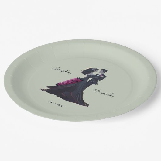 ロマンチックなゴシック愛好家エレガントな結婚式 ペーパープレート (アングル)