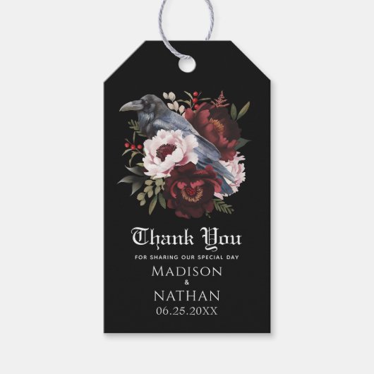 ロマンチックなゴシック様式の水の色Ravenありがとう ギフトタグ (正面)