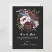 ロマンチックなゴシック様式の水彩彫刻フローラ結婚ズ サンキューカード (正面)