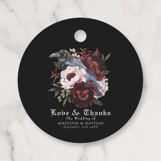 ロマンチックなゴシック様式の水彩彫刻フローラ結婚ズ フェイバータグ (裏面)