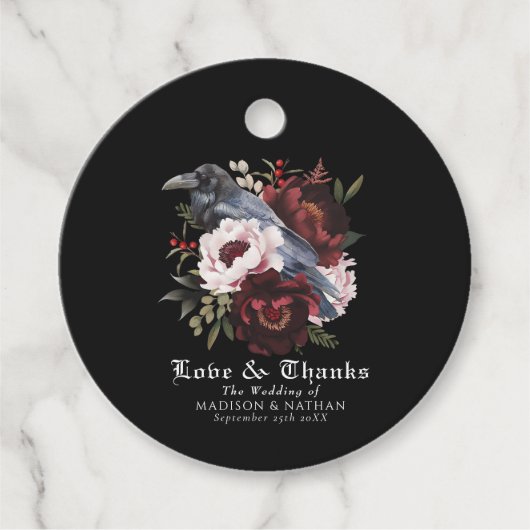 ロマンチックなゴシック様式の水彩彫刻フローラ結婚ズ フェイバータグ (正面)