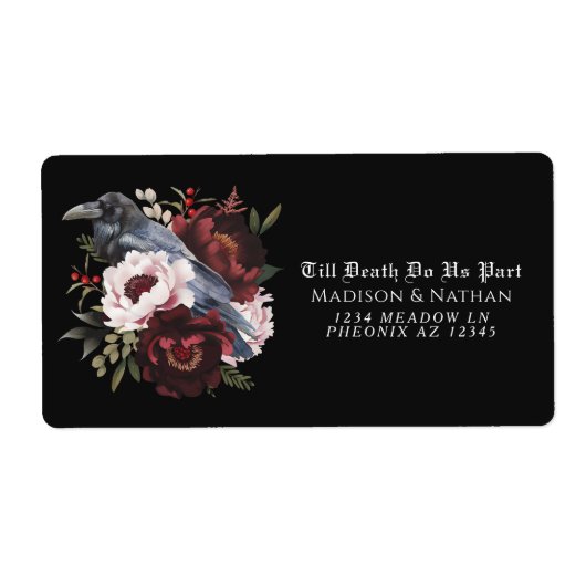 ロマンチックなゴシック様式の水彩彫刻フローラ結婚ズ ラベル (正面)