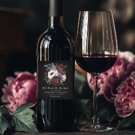 ロマンチックなゴシック様式の水彩彫刻フローラ結婚ズ ワインラベル