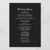 ロマンチックなゴシック様式の水彩彫刻結婚式 プログラム (裏面)