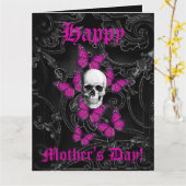 ロマンチックなゴシック様式スカルの母の日 カード (黄色い花)