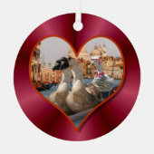 ロマンチックなゴンドラに乗る赤 メタルオーナメント (正面)