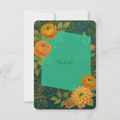 ロマンチックなゴールデンシャイン秋のフローラ結婚ズ 出欠カード (裏面)