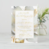 ロマンチックなゴールデンフラワー誕生日招待状 招待状 (スタンド正面)