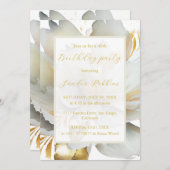 ロマンチックなゴールデンフラワー誕生日招待状 招待状 (正面/裏面)